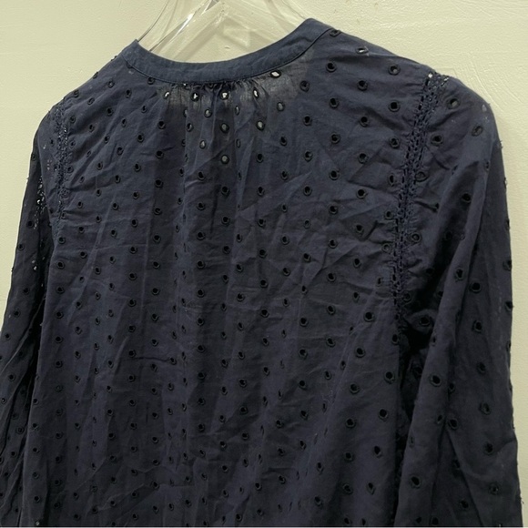 Tablots Eyelet Dots Cotton Lightweight Long Sleeve Shirt Button Down Navy Blue M - Picture 5 of 7